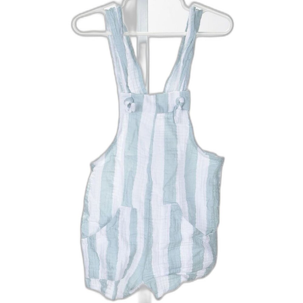 Grayson Threads Kids Mint Green Striped Cotton Romper Size (4-5)
